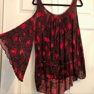 Free People Floral Open Shoulder Top